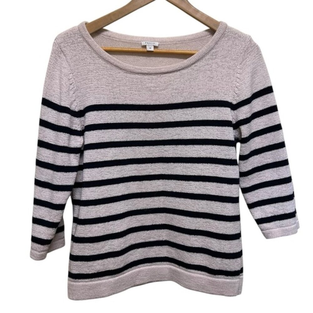 Precis Off White Blue Nautical Stripe Knit Top Size M Petite